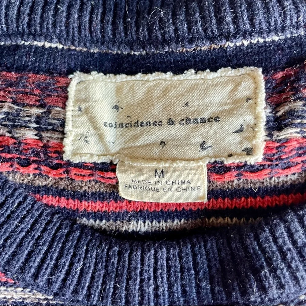 Urban Outfitters Coincidence & Chance Fair Isle Cotton Blend Knit Sweater Size M - Picture 3 of 8